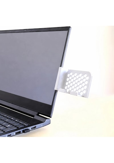 3d Baskı Monitor Telefon Tutucu - Petek Desenli Laptop Kenar Telefon Tutucu-beyaz Çok Renkli
