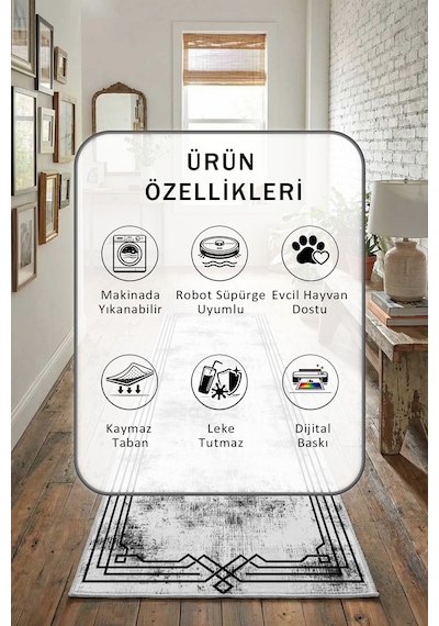Ehl-59 Land Yıkanabilir Yolluk Açık Gri