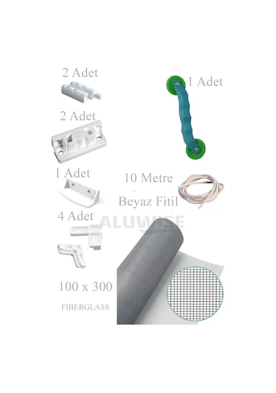 Sineklik Seti - Tül 100x300 + Conta Aparatı + 10 Metre Conta +menteşe + Tutamak + Köşe Takozu