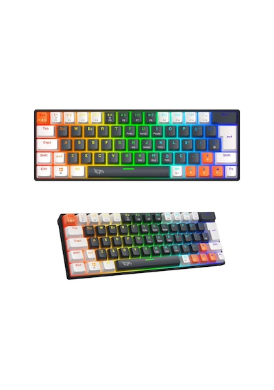 Mekanik Rgb Gaming Klavye 12 Farklı Işık Modu Hot Swap 64 Tuslu Double Shot Örgü Kablo Rgb Gaming Kablolu Oyuncu Klavyesi Mekanik Mavi Switch