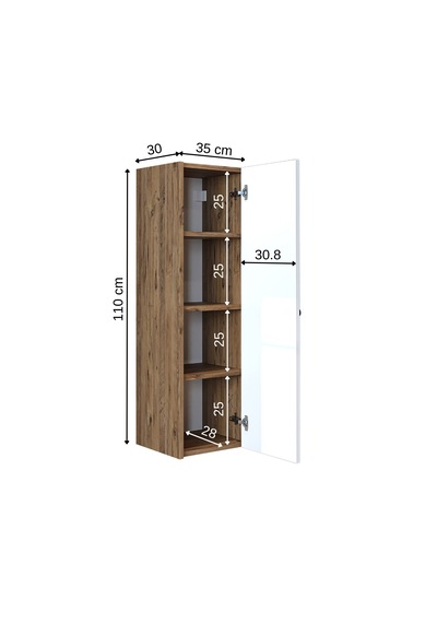 Ada Banyo Dolabı Mat Suntalam 110 Cm Banyo Boy Dolabı Atlantik Çam - Beyaz