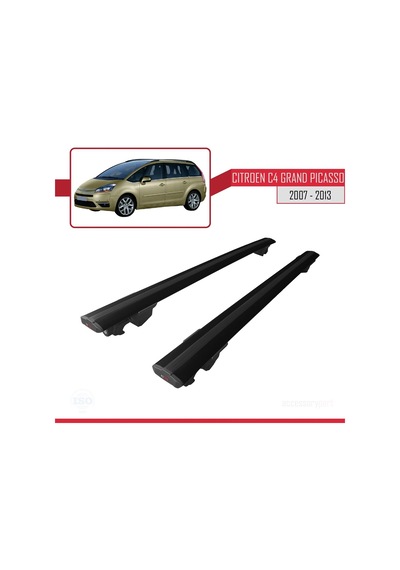 Citroen C4 Grand Picasso 2007-2013 Arası İle Uyumlu Hook Model Anahtar Kilitli Ara Atkı Tavan Barı Siyah