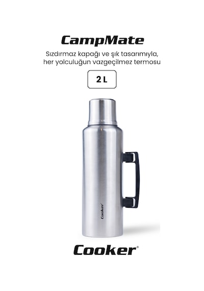 Cooker Campmate 2 Litre Paslanmaz Çelik Termos Gümüş