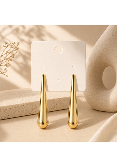 Damla Form Küpe Altın Rengi Gümüş Rengi 5 Cm Uzun Minimal Şık Küp 77170148