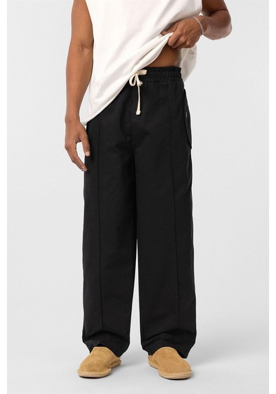 Vamos Bağcıklı Baggy Gabardin Pantolon Siyah