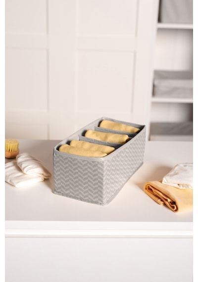 Serstil 6 Gözlü Çekmece İçi Dolap Çorap / İç Çamaşırı Katlanabilir Düzenleyici Organizer Kutu 14x28x12 Cm Martı Gri