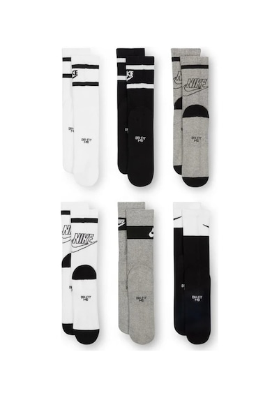 Nike Everyday Cushioned Crew Socks 6 Çift Siyah-gri-beyaz Çorap Renkli