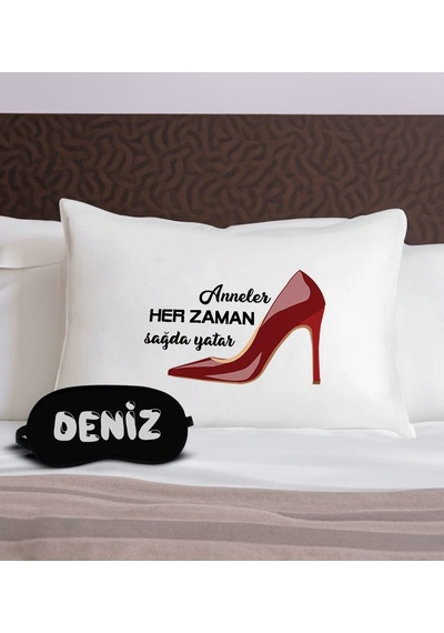 Bk Gift Kişiye Özel Çift Tasarımlı Pamuklu Yastık Kılıfı Ve Göz Bandı Uyku Seti-1, Tasarım Ev Tekstili, Uyku Bandı, Ev Hediyesi