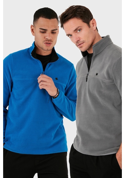 Buratti Slim Fit Anti-Pilling Tüylenme Yapmayan Bato Yaka Şardonlu 2'Li Paket Erkek Polar 5906001S2 Gri-Saks