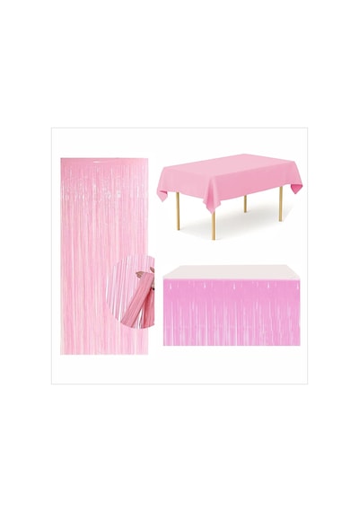 Pembe Masa Örtüsü, Pembe Masa Eteği, Pembe Arka Fon Perde