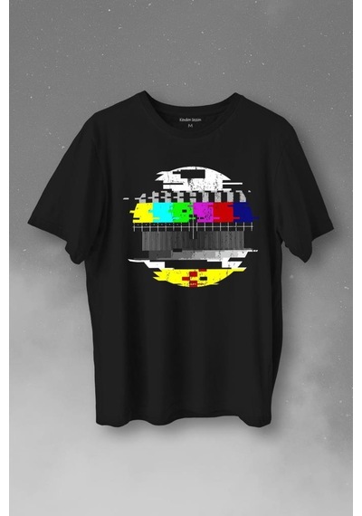 No Signal Teletex Nostalji Tv Tele Tex Baskılı Tişört Unisex T-shirt 001