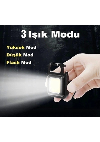 Mini Led Anahtarlık El Feneri Flash Mıknatıslı Su Geçirmez Şişe Açaçaklı Siyah