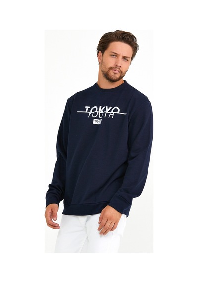 Erkek Bisiklet Yaka Regular Fit Tokyo Basklı Sweatshirt Spr22sw1 001