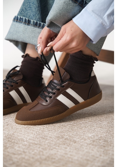 Daxtors Garantili Agnus Günlük Ortopedik Kadın Sneaker Spor Ayakkabı Kahverengi