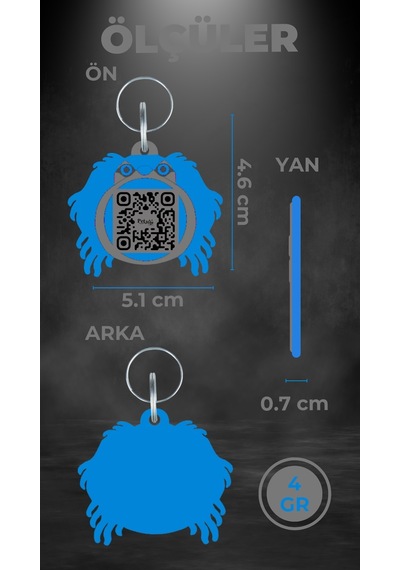 Petjoo 11.Lucy Mavi-Gri Qr'lı Köpek Künyesi