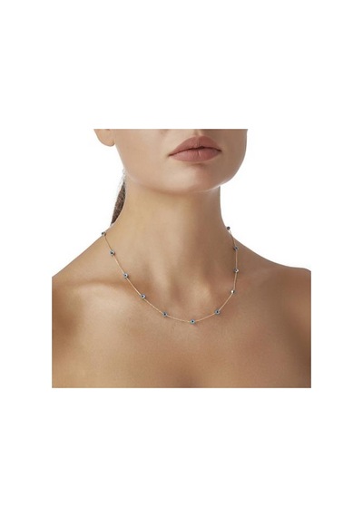 Diamond Line-Gülaylar - Sarı Altın 14 Ayar Nazar Boncuğu Kolye N11.25252