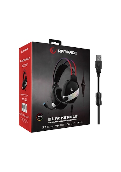 Rampage RM-K37 Black Eagle Mikrofonlu 7.1 Surround RGB Kulak Üstü Oyuncu Kulaklığı Rampage RM-K37 Black Eagle Mikrofonlu 7.1 Surround RGB Kulak Üstü Oyuncu Kulaklığı