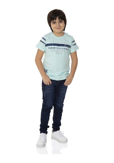 Toontoy Kids Toontoy Erkek Çocuk T-shirt Ön Ve Kol Baskı Açık Mint Yeşili