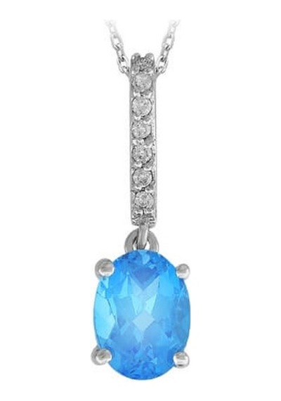 Sirius Pırlanta ve Oval Mavi Topaz Taşlı Kolye 0817P0013