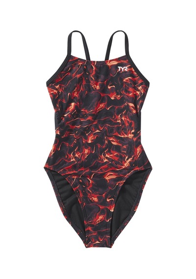 Tyr Durafast Elite Kız Çocuk Cutoutfit Yüzücü Mayo - Energia Kırmızı