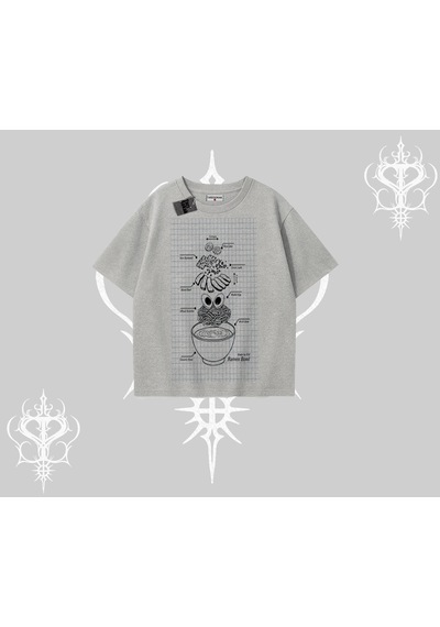 Tarzsokak Oversize Tshirt Noodle Theory Hand Drawn Concept Gri