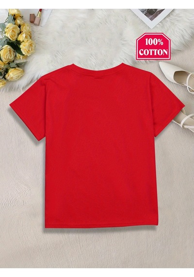 Uyguntarz Çocuk Canavarlar Baskılı Tasarım Tshirt Kırmızı