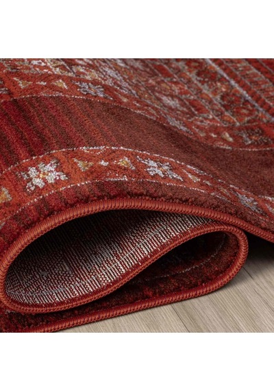 Bordo Kırmızı Etnik Şerit Desenli Modern Halı - Nk0259ba Bordo - Kırmızı