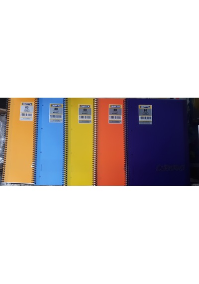 Defter Spiralli 80 Yp Kareli 5 Adet + Çizgili Defter 5 Adet 10 Adet Defter Pp Kapak Gıpta Crome Çok Renkli