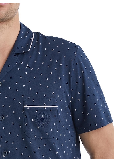 Blackspade Erkek Kısa Kol Gömlek Yaka Önden Düğmeli Lacivert Pijama Takımı C1t6n4o04 001