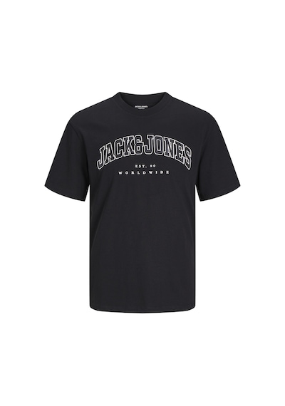 Jack & Jones Büyük Beden Sifir Yaka Kisa Kollu Tisört - Caleb - 12258871 Siyah