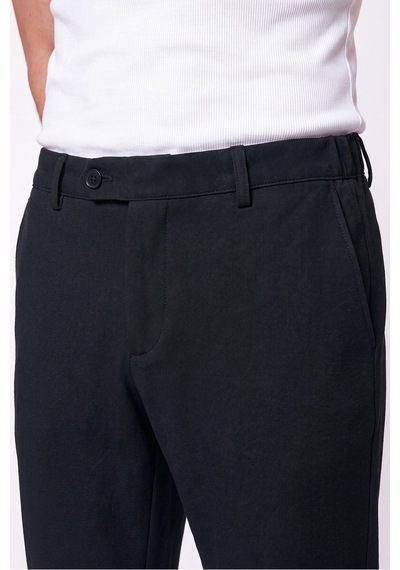 Comfort Fit Gofre Kumaş Esnek Pamuk Siyah Jogger Pantolon P 1224