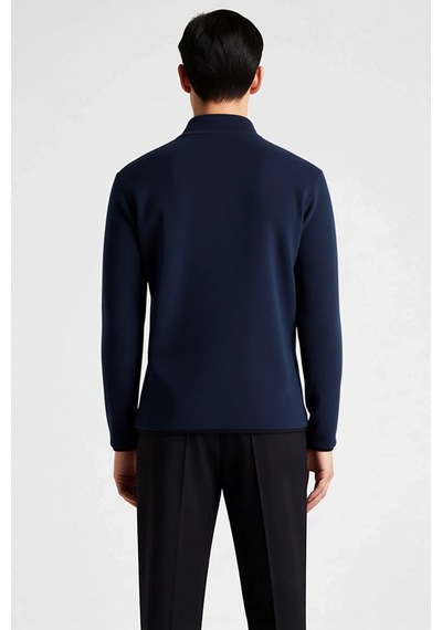 Benerly Erkek Dik Yaka Fermuarlı Standart Kol Polar Sweatshirt Fonksiyone Lacivert