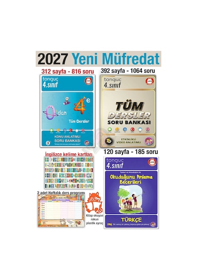4. Sınıf Tüm Dersler 2027 Konu Anlatım Soru Bankası Türkçe Okuduğunu Anlama Becerileri 3 Kitap Set