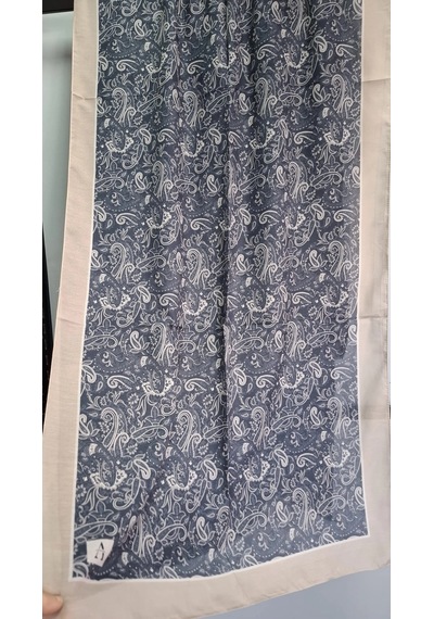 Modakaşmir Aminenesil Paisley Etnik Desen Soft Pamuk Şal Lacivert Bej Renk K.lacivert