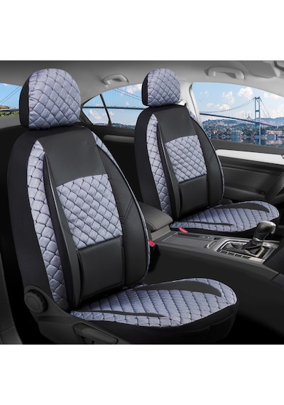 Ford Escort Deri Detaylı Oto Koltuk Kılıfı Ön Arka Set Alpine Siyah Füme Şhn