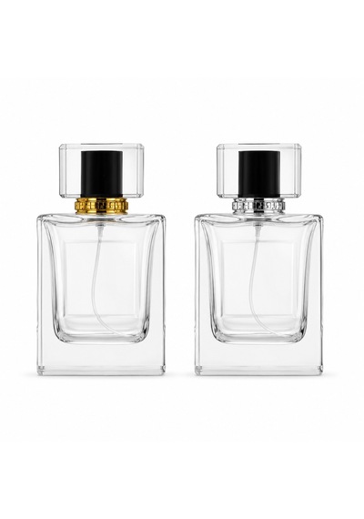15 Adet Boş Cam Parfüm Şişe, 50 Ml, Damla Etiketli Kare Model, Şeffaf-fpd-60