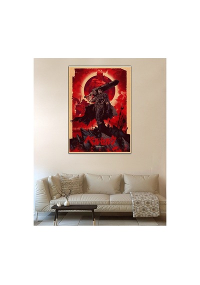 Anime Berserk -guts Kırmızı Poster Desenli Tasarım Duvar Halısı