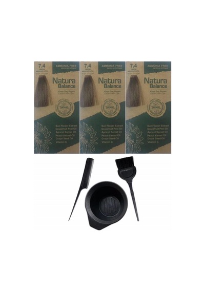 Natura Balance Saç Boyası 7.4 Tarçın 3 Adet+Saç Boyama Seti
