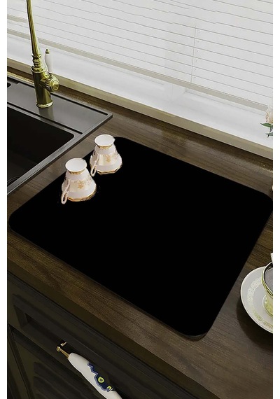 Siyah Sade Microfiber Bulaşık Kurutma Kurulama Matı Mm007