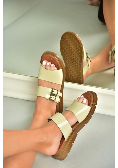 Fox Shoes U291099503 Bej Hakiki Deri Kadın Terlik Bej-hakiki Deri Çok Renkli