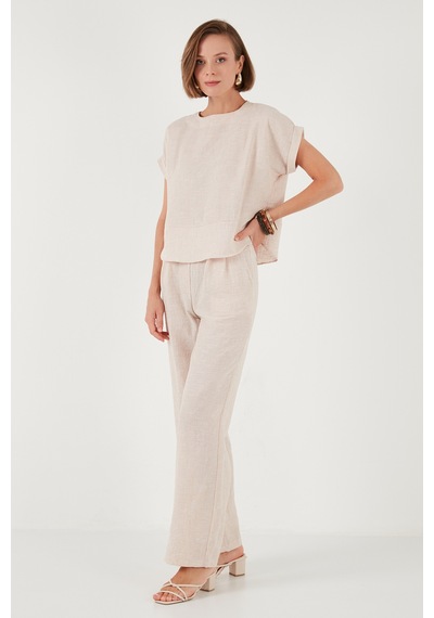 Lela Regular Fit Bol Paça Bayan Takım 67045982S4 Krem