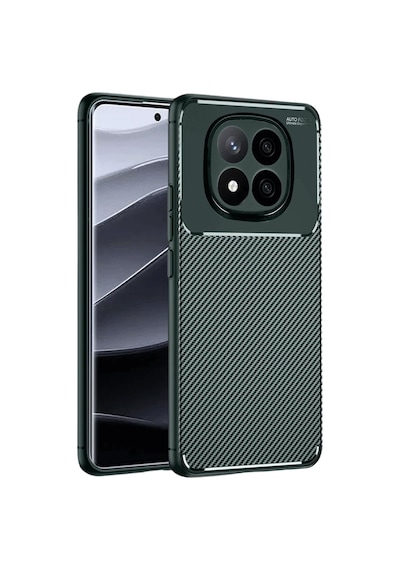 Uryport Xiaomi Redmi Note 14 Pro Plus Kılıf Auto Focus Karbon Kapak - Koyu Yeşil