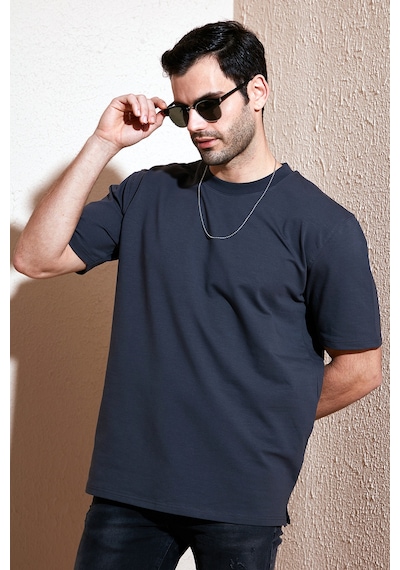 Buratti Pamuklu Bisiklet Yaka Relaxed Fit Basic Erkek T Shirt 5902610 Antrasit