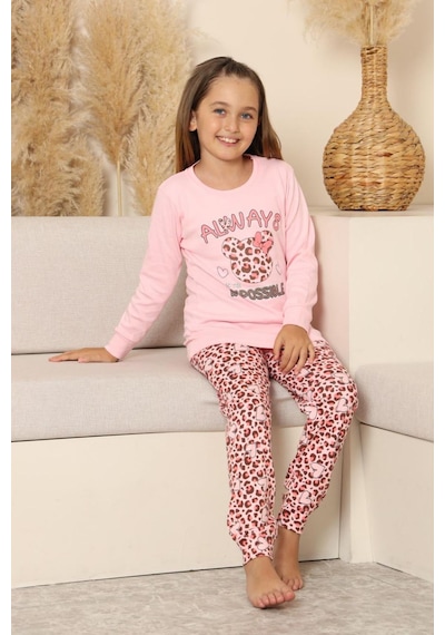 Miniğimin Cicileri Always Leopar Baskılı Kız Çocuk Pijama Tak... Pembe