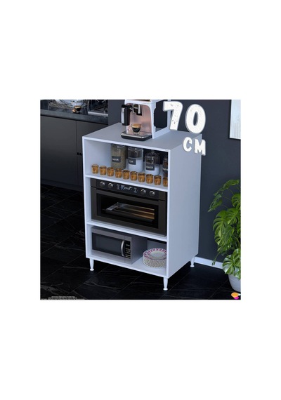 Silva 70x119,2x48 Cm Mikrodalga Ve Midi Fırın Standı - 3 Bölmeli Çok Amaçlı Mutfak Rafı Beyaz Silva 70x119,2x48 Cm Mikrodalga Ve Midi Fırın Standı - 3 Bölmeli Çok Amaçlı Mutfak Rafı Beyaz