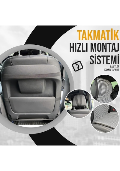 Oto Koltuk Koruyucu Kılıf Çizgili Füme Beyaz Universal 2 Parça Ön A+ Kalite