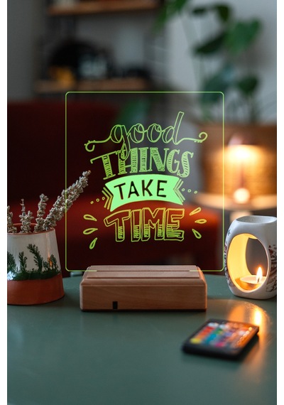 Good Things Take Time Ev 16 Renk Kumandalı 3d Gece Lambası