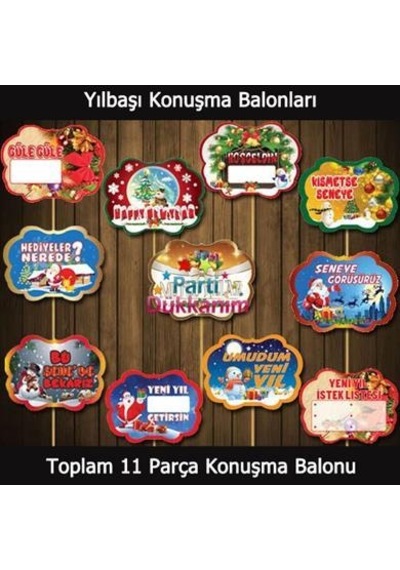 Yılbaşı Konuşma Balonu 11'li Karışık Komik Yazılı Parti Seti