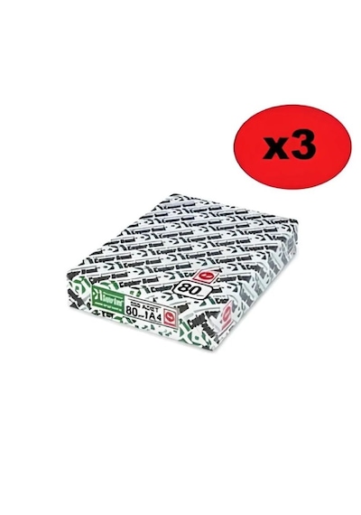 A4 Fotokopi Kağıdı , 80 Gram . 1500 Yaprak / 3 Paket 3 Adet