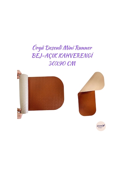 1 Adet Deri Mini Runner-klavye Altlığı-masa Matı-masa Sümeni -çok Amaçlı Kullanım Örgü Desenli Bej-açık Kahve
